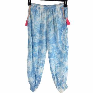 Skemo Kids Jelly Aqua Ocean Pants Tie Dye Tassels Lounge Sweatpants Sz M